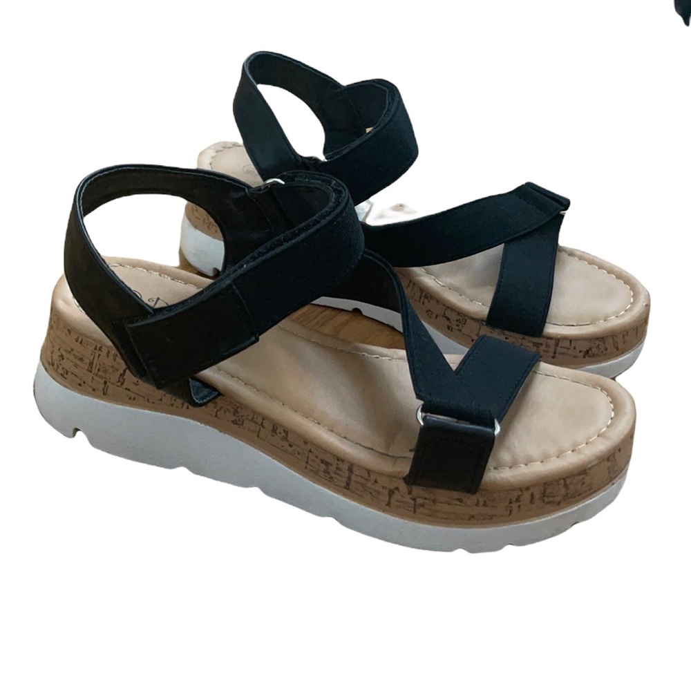 D’lish  Platform Espadrille Sandals for Women Open Toe Ankle Strap Sandals